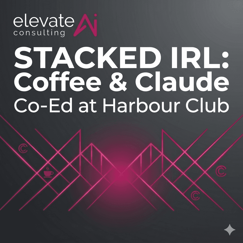 STACKED IRL: Coffee & Claude Co-Ed at Harbour Club (Miami Beach) — one-hour hands-on Claude workshop led by Thiago Ferreira