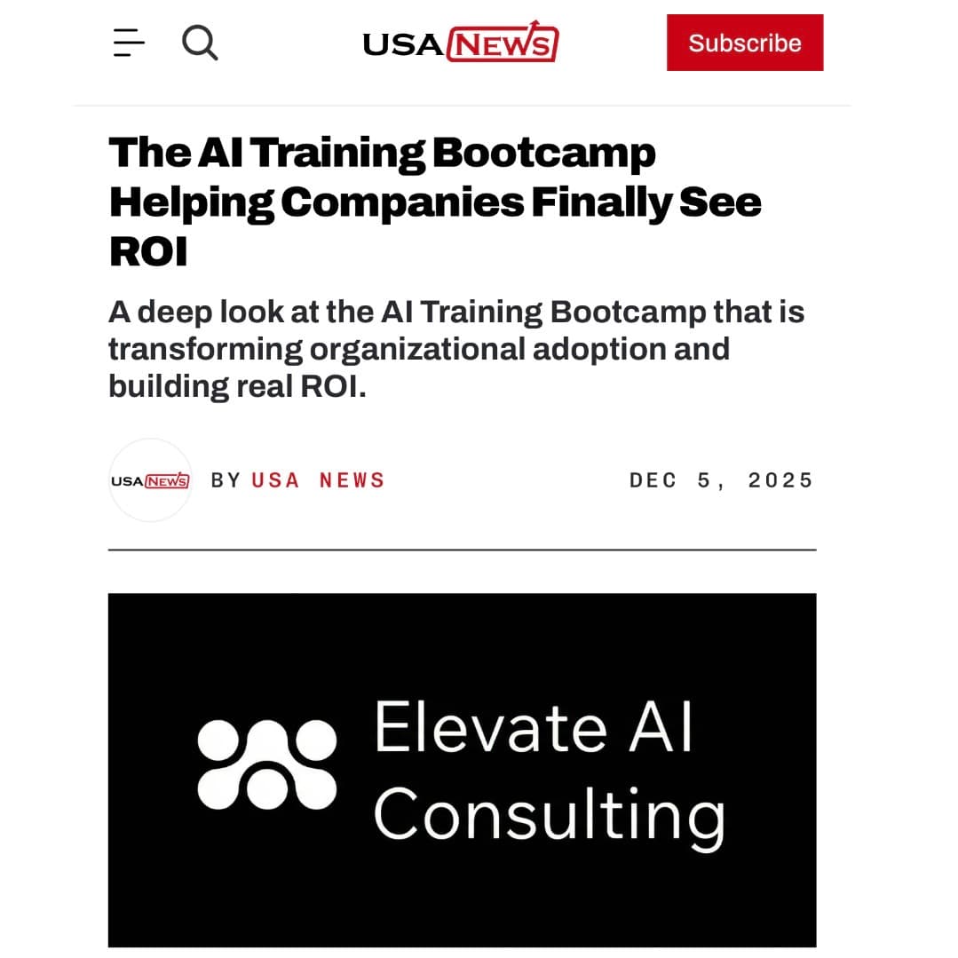 Thiago Ferreira, CEO of Elevate AI Consulting, Elevate AI Consulting Featured in USA News for Its AI Training Bootcamp.
