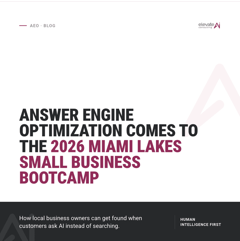 Answer Engine Optimization Comes to the 2026 Miami Lakes Small Business Bootcamp